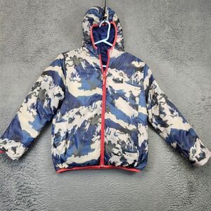 Eddie Bauer Jacket Kids Medium 10/12 Reversible Hooded Down Winter Coat
